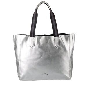Coach F59388 Metallic Silver Soft Pebbled Leather Extra Large Derby Tote